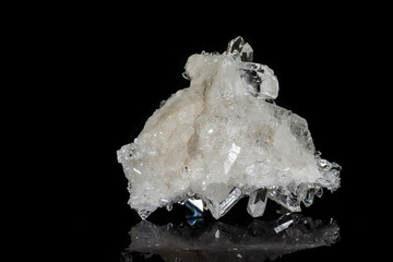 Macro mineral stone rhinestone, rock crystal on a black background