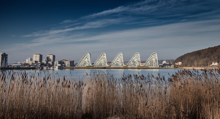 The Wave apartmens by the fjord in Vejle, Denmark - obrazy, fototapety, plakaty