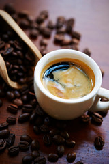 cup of coffee and beans