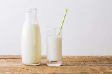 Glass and Bottle of fresh milk