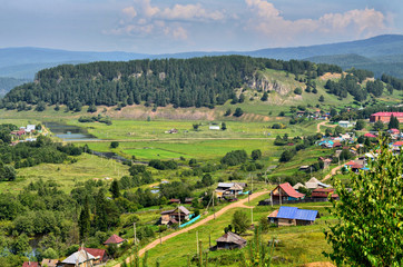 Fototapeta na wymiar Summer in the vicinity of the village of Inzer, located in the Ural mountains
