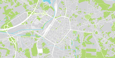 Urban vector city map of Mons, Belgium