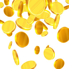 Gold coins falling, realistic illustration, graphic concept for your design