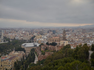 Malaga skyline on a cloudy day