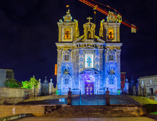 Night view of the Church of Saint Ildefonso, in Porto