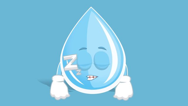 Cartoon Fresh Drinking Water Drop Sleep Snore with Face Animation Alpha Matte