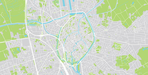 Fototapeta premium Mapa miasta miejskiego wektor Brugia, Belgia