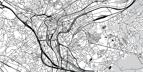 Urban vector city map of Liege, Belgium