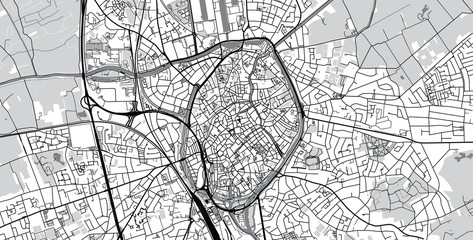 Urban vector city map of Bruges, Belgium