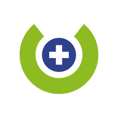 Medical and health care logo design vector template with using cross icon