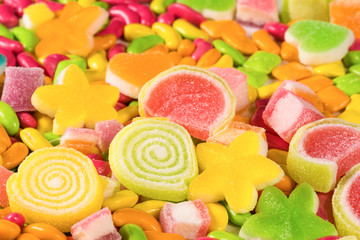 Fototapeta na wymiar Colourful sugary candy, Assort various sweet candies