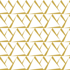 Monochrome background with trianglar shapes. Seamless abstract vector pattern in gold