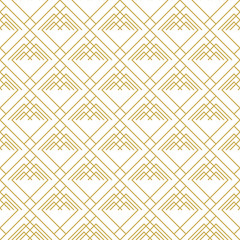 Interlaced thin line ornament. Seamless vector pattern in gold