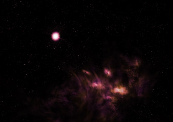 Star field in space and a nebulae. 3D rendering