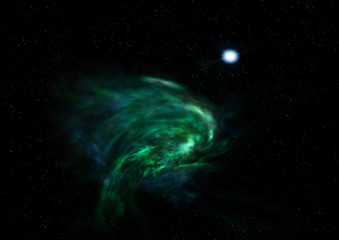 Plakat Star field in space and a nebulae. 3D rendering