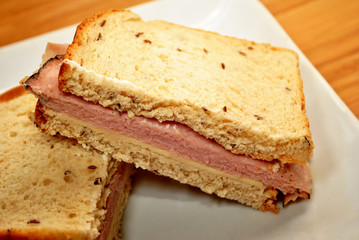 Ham & Cheese on Rye Bread Sandwich