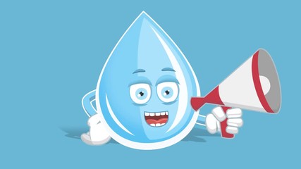 Cartoon Fresh Drinking Water Drop Speaker with Megaphone with Face Animation Alpha Matte - Powered by Adobe