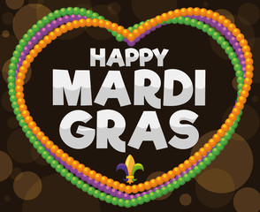 Heart Shaped Collars to Celebrate in Mardi Gras, Vector Illustration