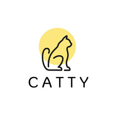 Cat logo, sign and symbol. Modern animal badge for veterinary clinic, pet food - Vector