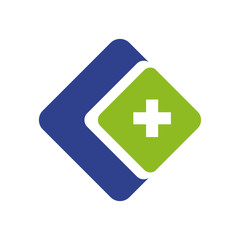 Medical and health care logo design vector template with using cross icon