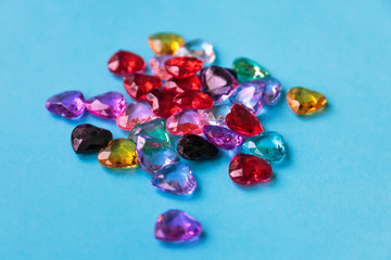 colorful beads on  blue background