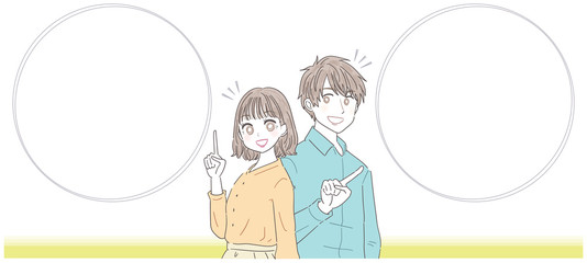 若い男女 2人 爽やか テキストスペース