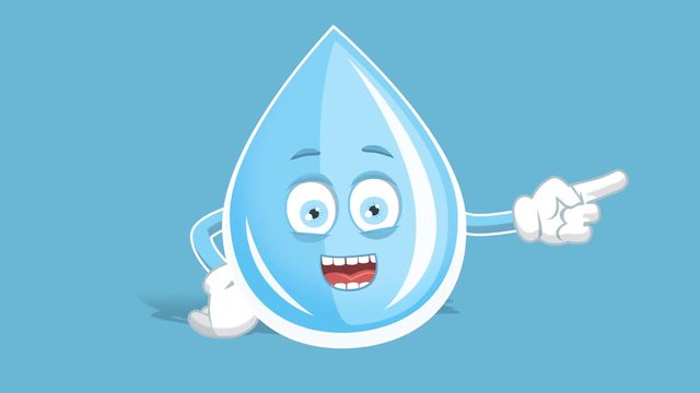 Cartoon Fresh Drinking Water Drop Unhappy Right Pointer Speak with Face Animation Alpha Matte