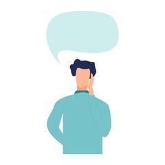 Flat thinking man on white background