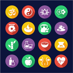 Yoga or Yoga Lifestyle Icons Flat Design Circle