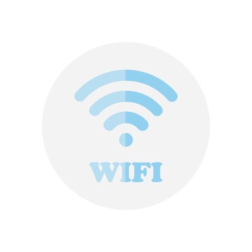 WiFi icon with blue letters on white background