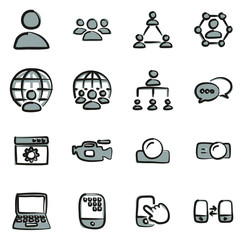 Video Conference Icons Freehand 2 Color