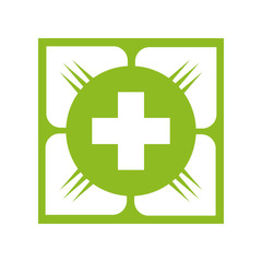 Medical and health care logo design vector template with using cross icon