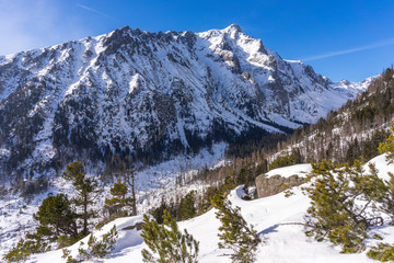 Slavkovsky Peak in a beautiful winter scenery. High Tatra Mountains. Slovakia.