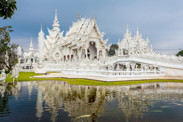 Wat Rong Khun, the White Temple with reflection