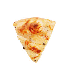 Slice of cheese pizza on white background