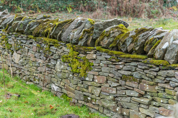 Traditional dry stone wall .