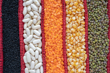 Healty nutrition grains, beans and seeds