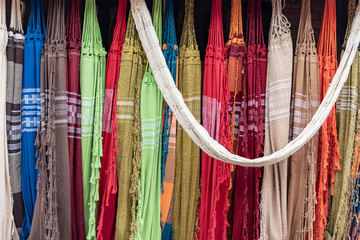 Colorful handmade coconut fibers hammoks hanging for sale