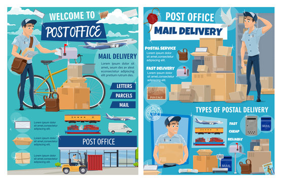 Mail and parcels delivery, post office