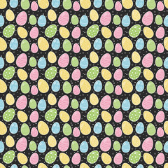 Colorful Easter texture with decorative hand drawn eggs. Vector