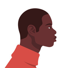 An African American man. Profile. Portrait of a guy. Avatar. Vector flat Illustration