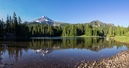 Coyote Lake is at 5800 feet elevation along the Pacific Crest Trail, Mount Jefferson Wilderness Area, Oregon.