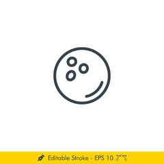 Bowling Ball Icon / Vector - In Line / Stroke Design
