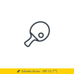 Table Tennis (Ping Pong) Icon / Vector - In Line / Stroke Design