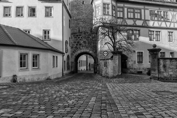 Fototapeta premium Rothenburg ob der Tauber, Germany - 18 February 2019: The streets of Rothenburg