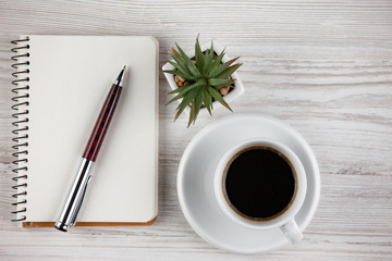 Items for business on a light background on the table, view from the top