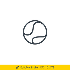 Tennis Ball Icon / Vector - In Line / Stroke Design
