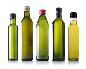Bottles of oil isolated on a white background