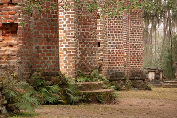 brick columns perspective background