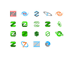 Set of Initial letter Z logo template design